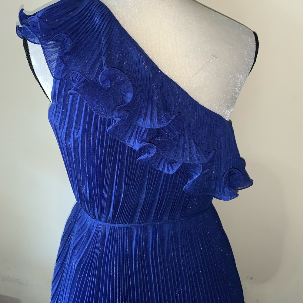 Chelsea & Violet One-Shoulder Blue Ruffle Dress S - Picture 4 of 11